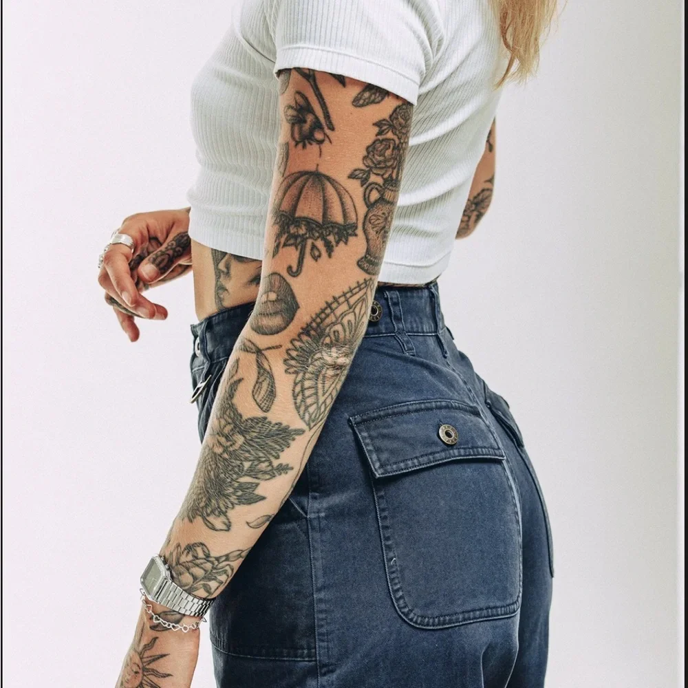 P & Co Surplus High Waisted Pants Navy - Picture 5 of 10